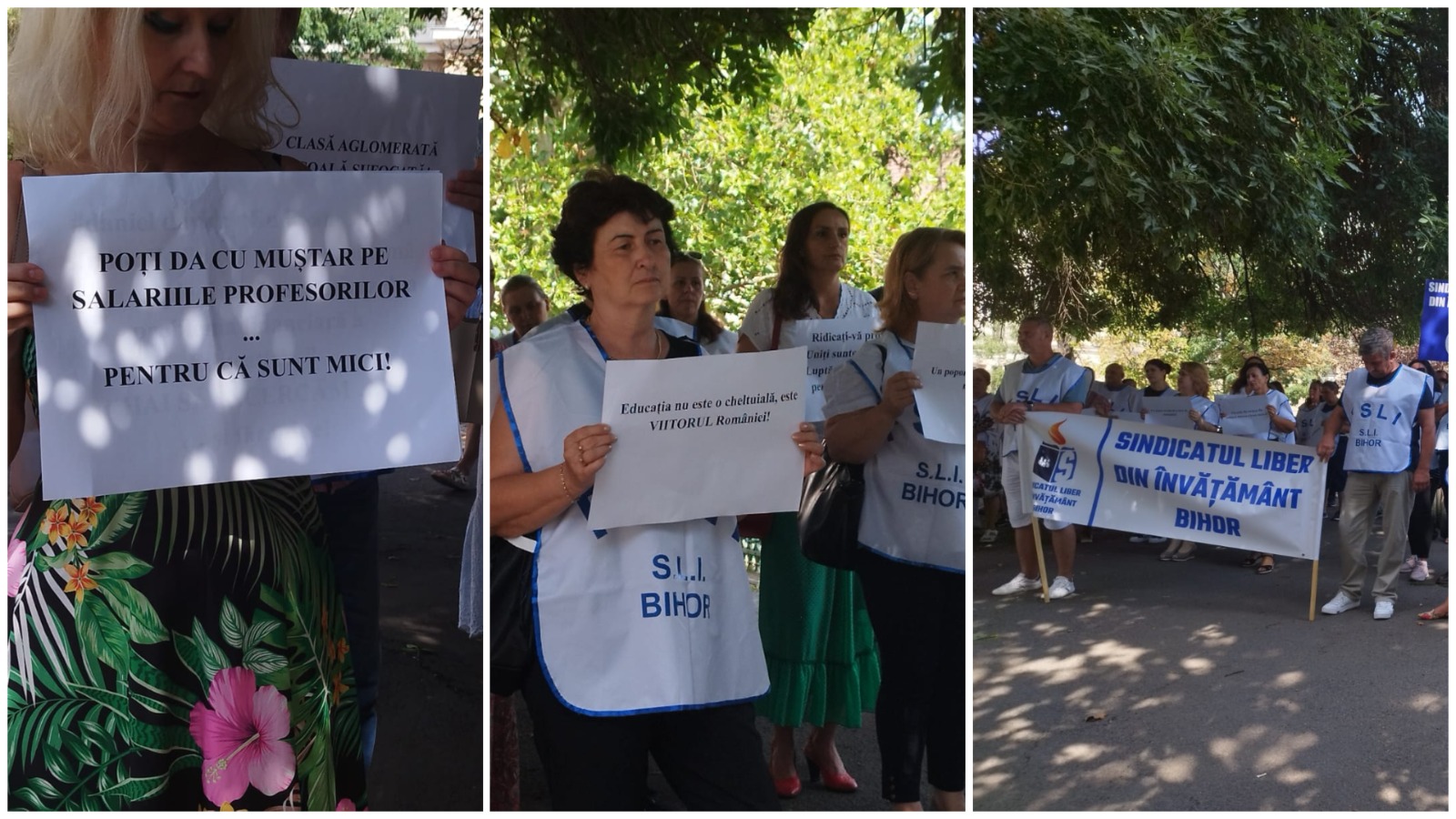 Protest al profesorilor la Prefectura Bihor