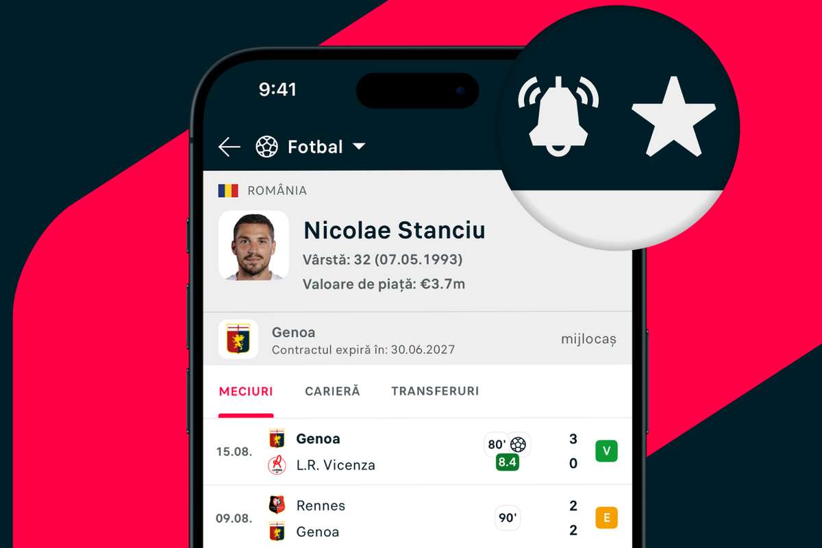 Urmaresti ti vedetele de fotbal si primesti notificari